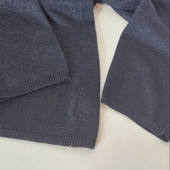 Carole Little Vintage Silk Blend Black Shimmer 3/4 Sleeve Top - Size XL - Picture 6 of 9